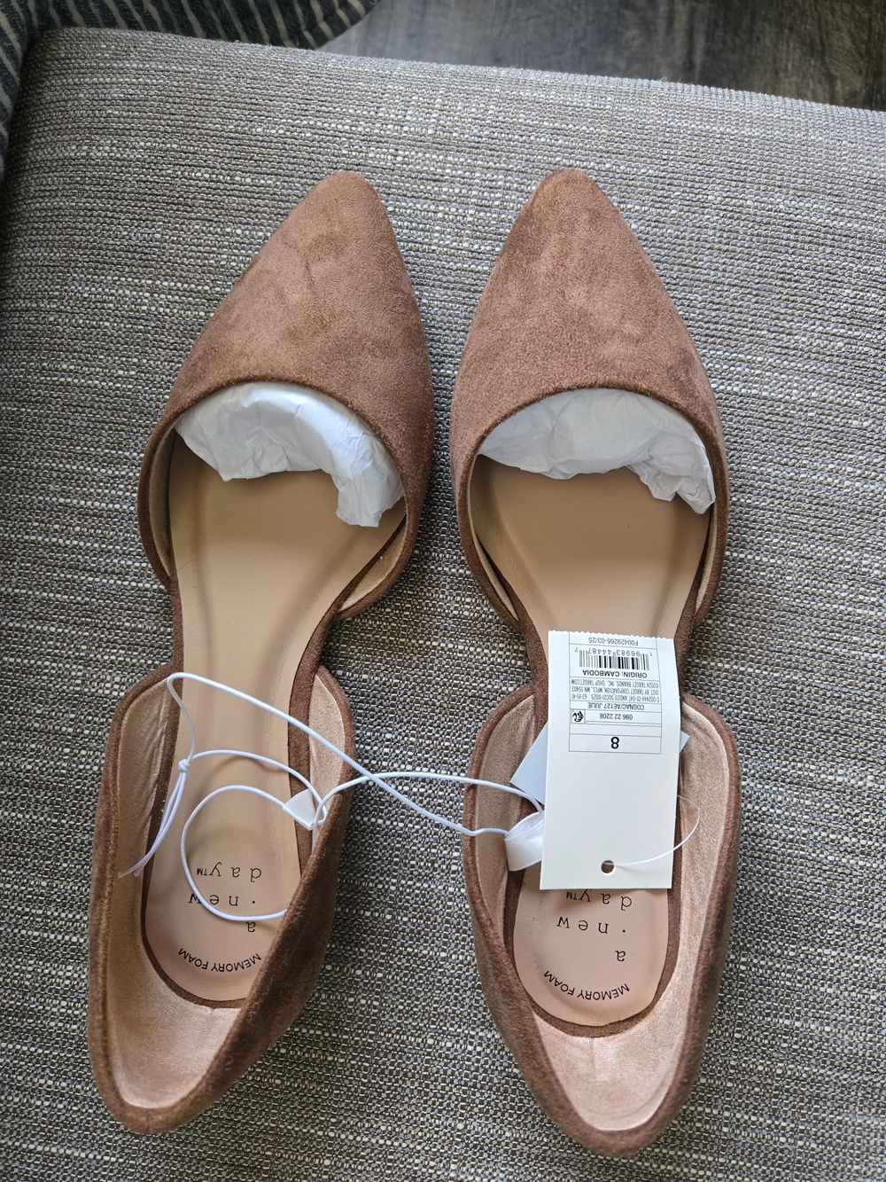 a new day Women's Tan Suede Pointed Flats